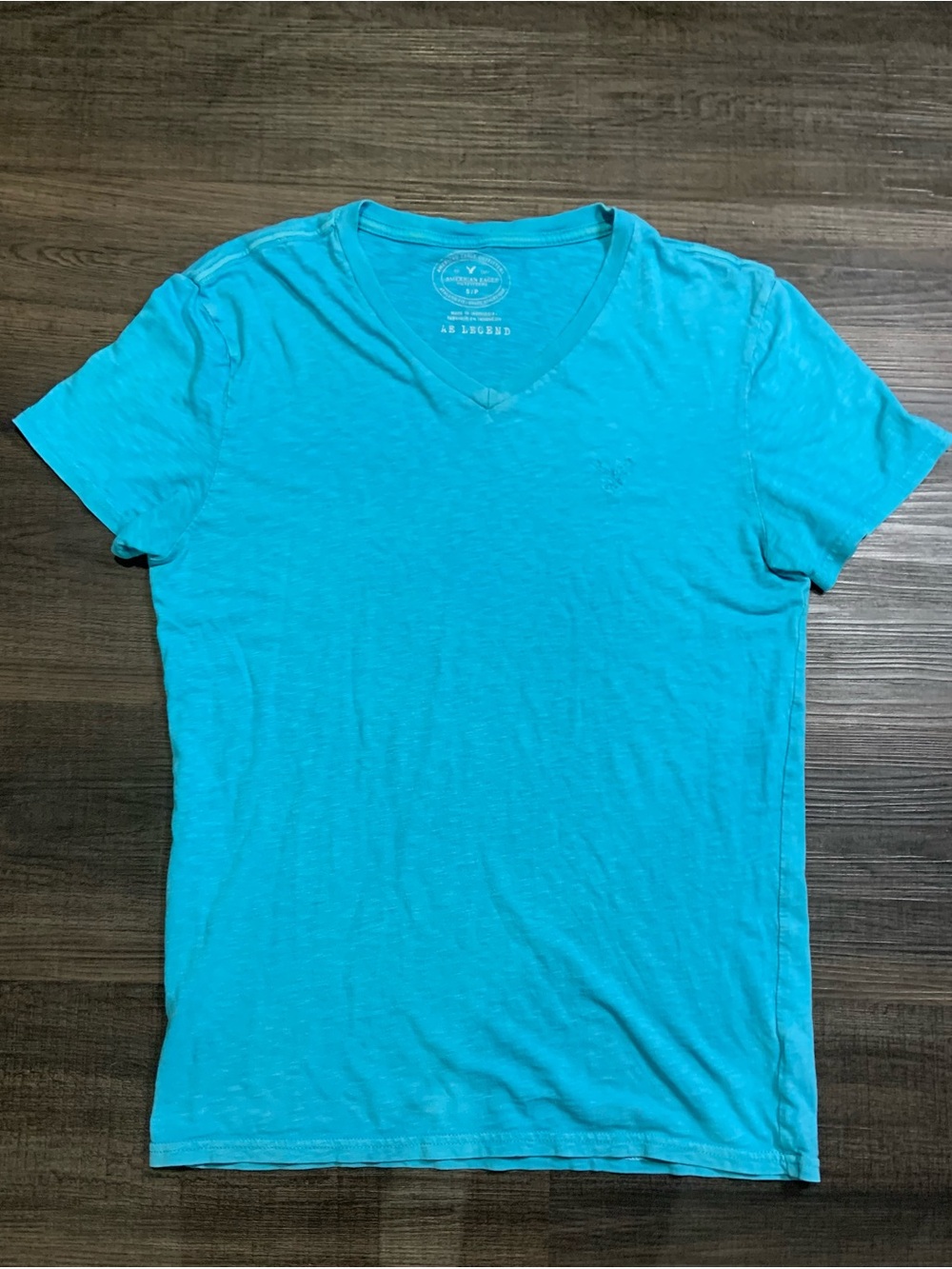 American Eagle Outfitters Men's V-Neck Tee - Bright Turquoise